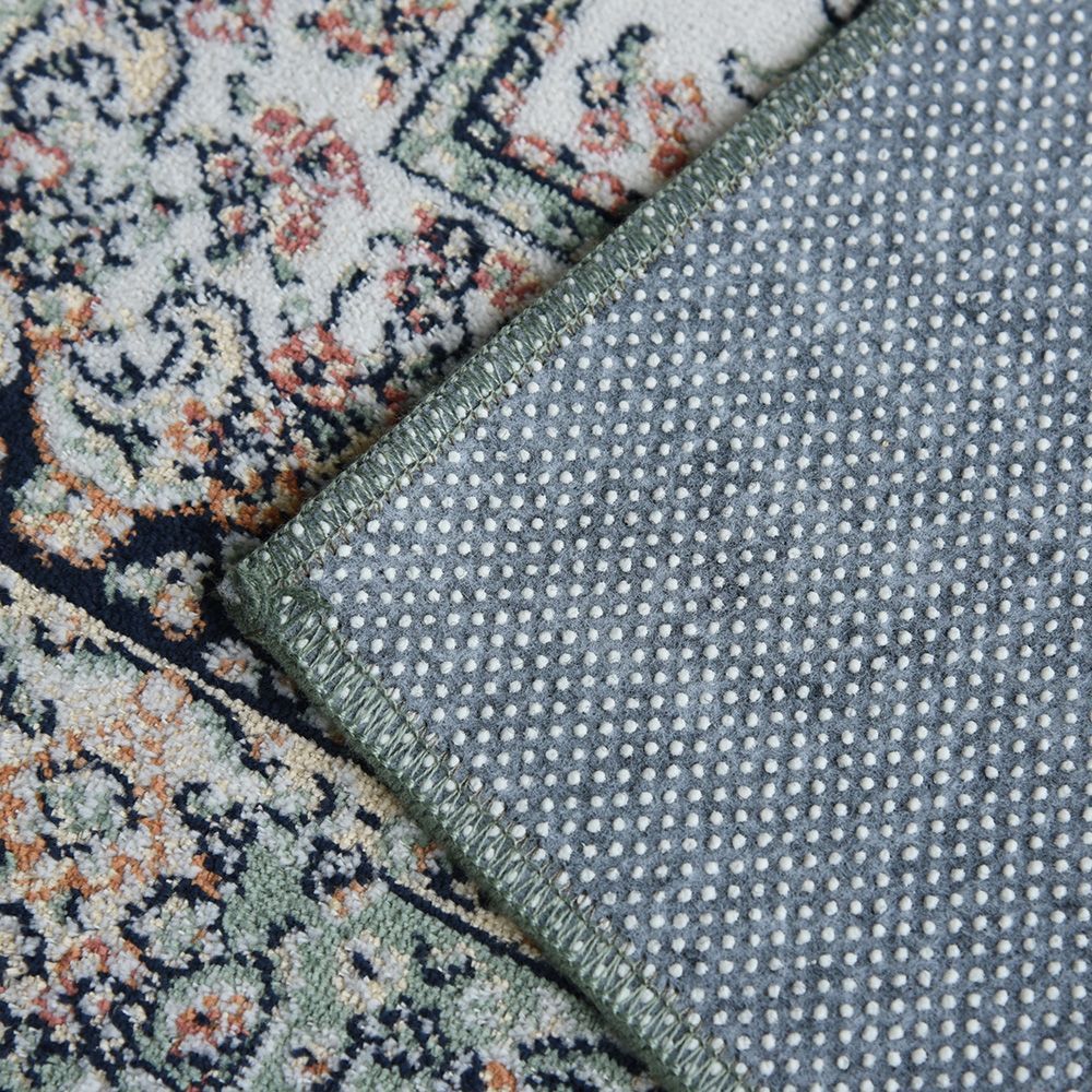 ペルシャ絨毯柄 モケット織 玄関マット グリーン系 マヒ柄 67×105cm
