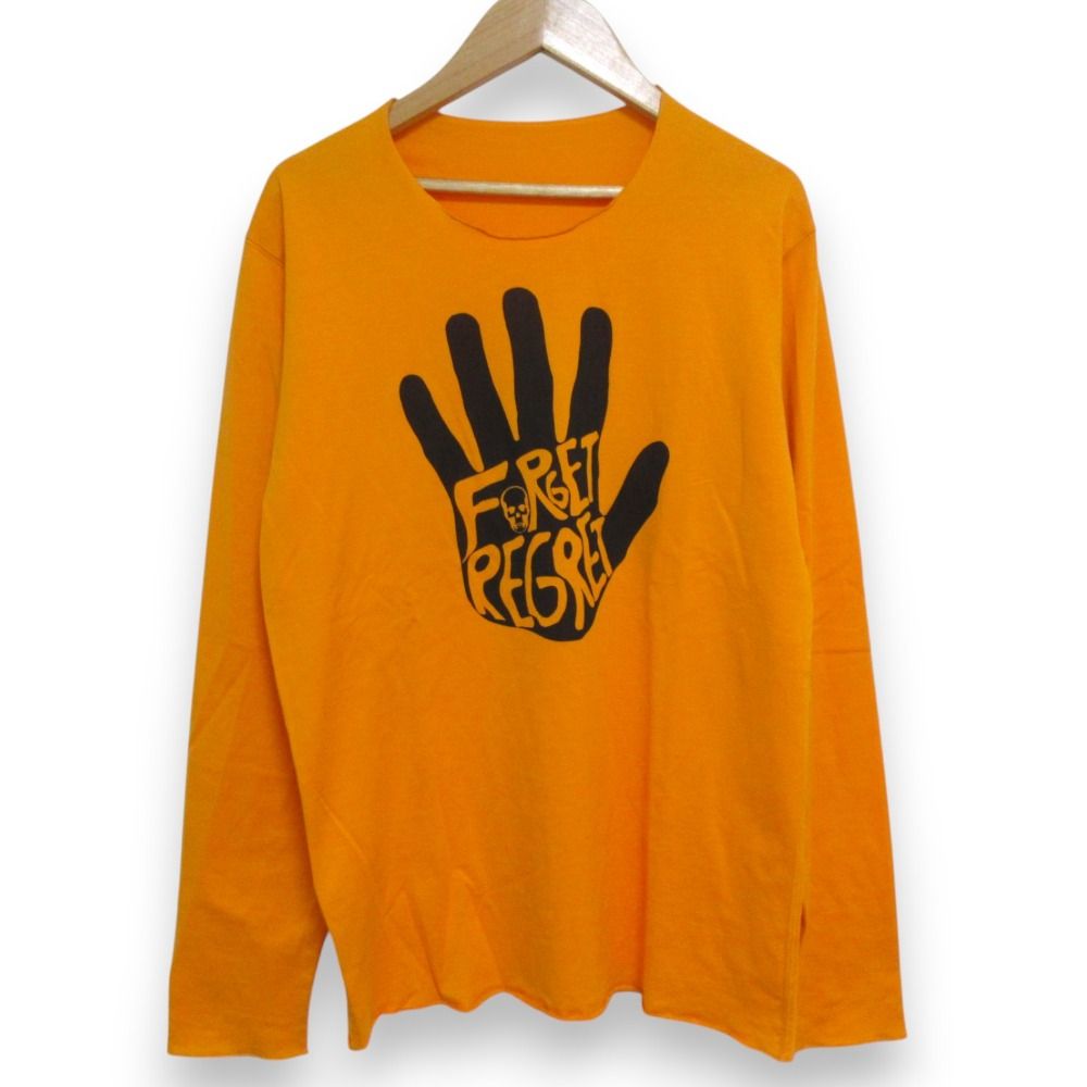 美品 lucien pellat-finet ルシアンペラフィネ 長袖 Tシャツ カットソー Mサイズ オレンジ×ブラック メンズ 古着 中古 USED