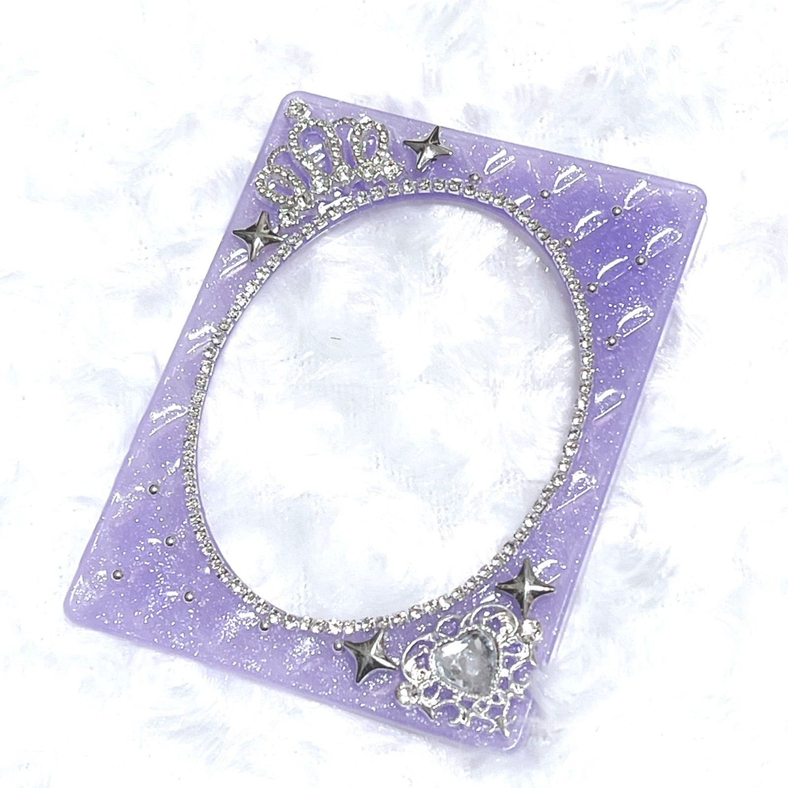 キルティングデコ 硬質ケースデコ トレカケースデコ パープル ラメ B8  