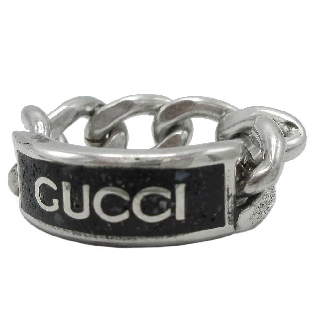 グッチ リング GUCCI ロゴエナメルプレート シルバー925 678711 J8410 1064 11 11号 ブティックライン レディース メンズ