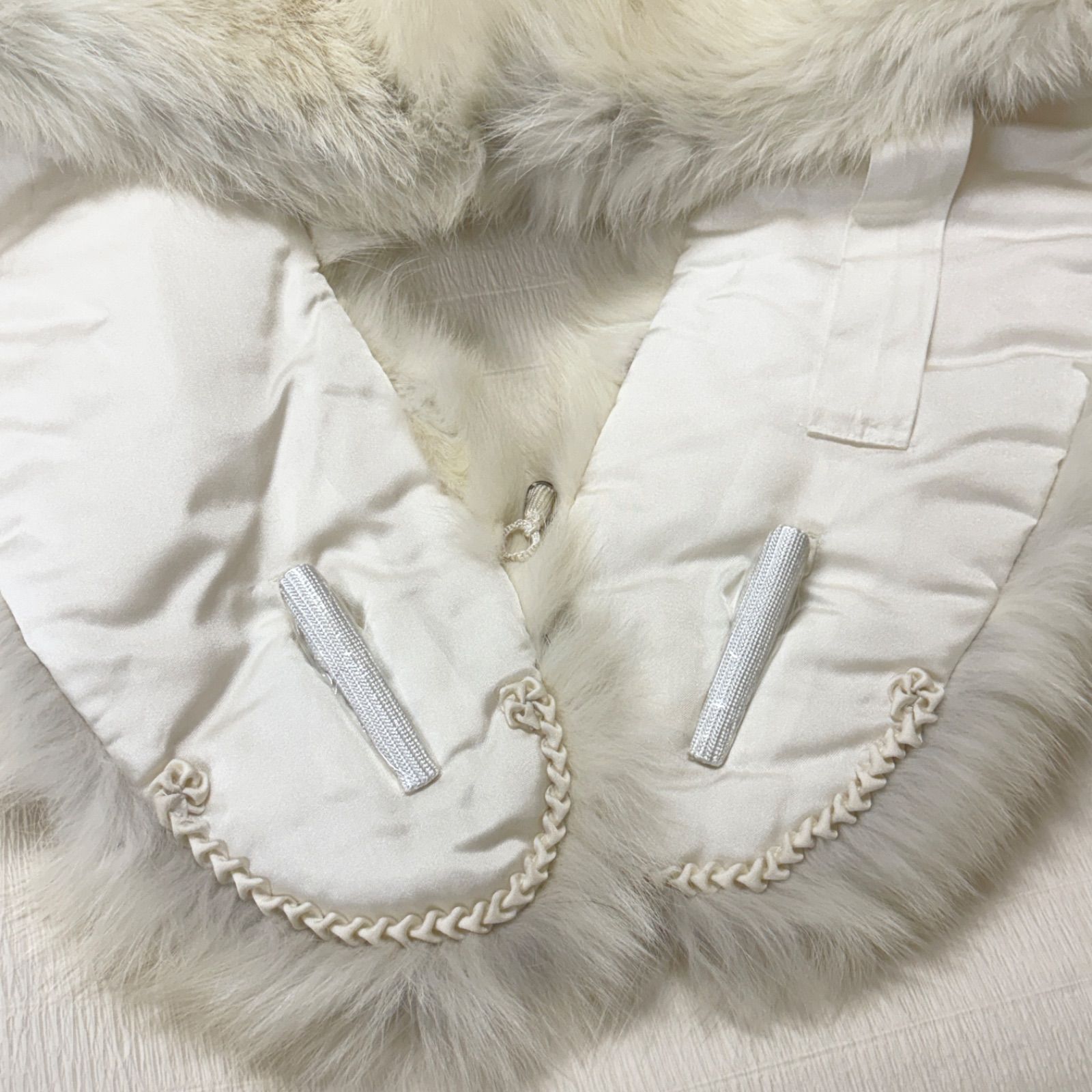 SAGA FOX ホワイト×アイボリー ファー ショール サガフォックス