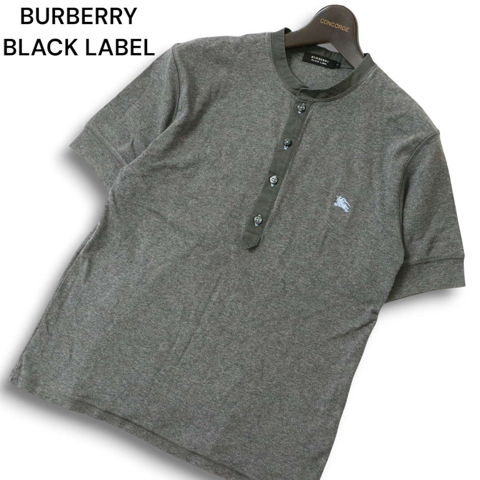 BURBERRY BLACK LABEL バーバリーホースロゴ総柄半袖シャツ　L 美品】【2】BURBERRY BLACK LABEL バーバリーブラックレーベル