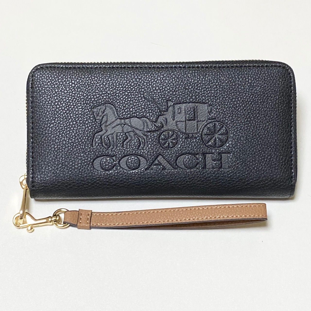 100％品質 COACH ブラック ラウンドファスナー キャリッジ アンド