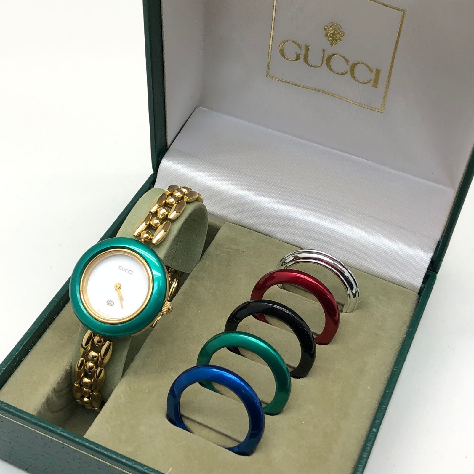未使用品 GUCCI チェンジベゼル リング メタリック 5種 GUCCI チェンジベゼル メタリック 腕時計 稼働品 箱付き 5-709 - メルカリ
