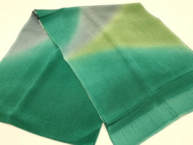 超美品 正絹 振袖用 帯揚げ 帯締め 重ね衿 3点セット 緑 黄緑 カラフル