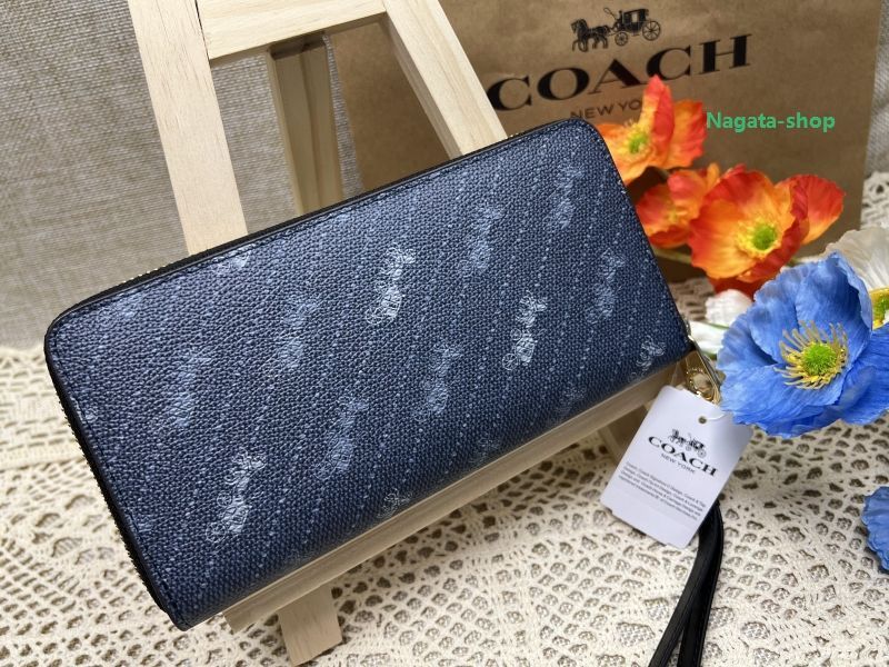 コーチCOACH 長財布 財布 シグネチャー馬車柄 ロング ジップ ウォレット ストラップ付き クリスマス プレゼント 財布 レディース C3547  301 - メルカリ