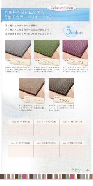 30タイプから選べる国産ふっくらい草ラグ Sidy