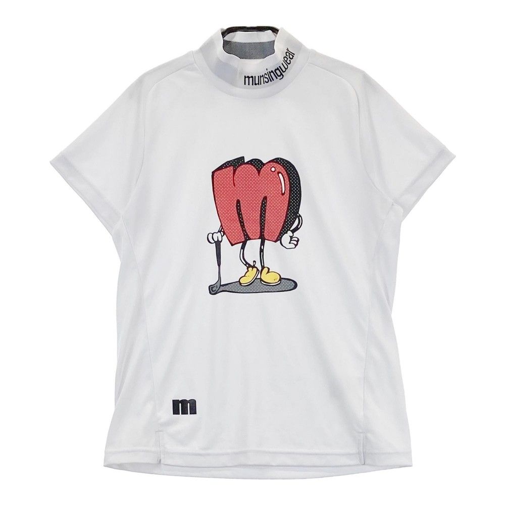【マンシングウェア】美品 モックネック ホワイト 総ロゴ Mサイズ レディース マンシングウェア】美品 モックネック ホワイト 総ロゴ Mサイズ