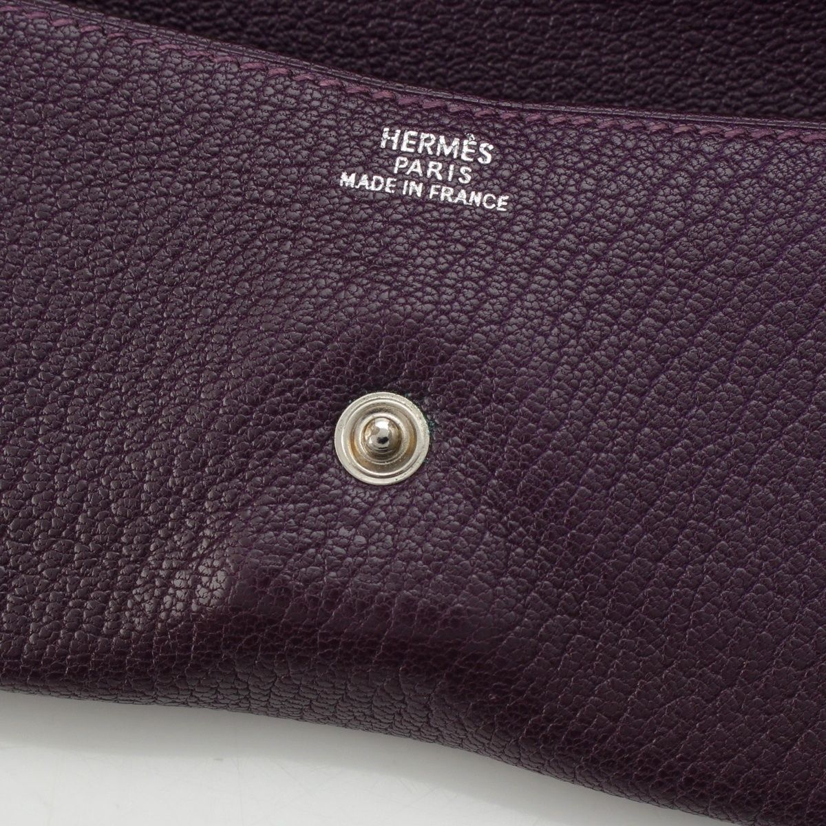 エルメス シェーブル セリエボタン メガネケース □E刻印 パープル  