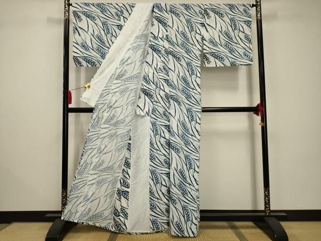 平和屋着物＊夏物 小紋 絽 幾何学文様 洗える着物 AAAY6757sx