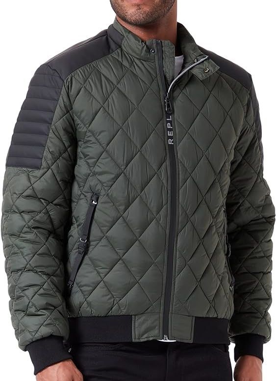 リプレイ　キルティングライダースジャケット REPLAY 革ジャン ライダース ショートキルティングジャケット