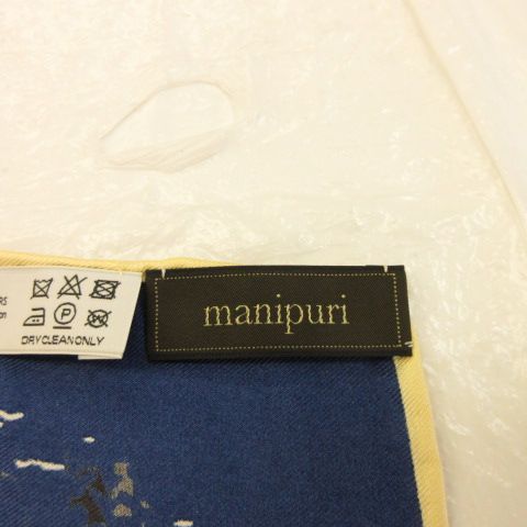 マニプリ manipuri シルクスカーフ 総柄 青 ベージュ *A708 マニプリ  