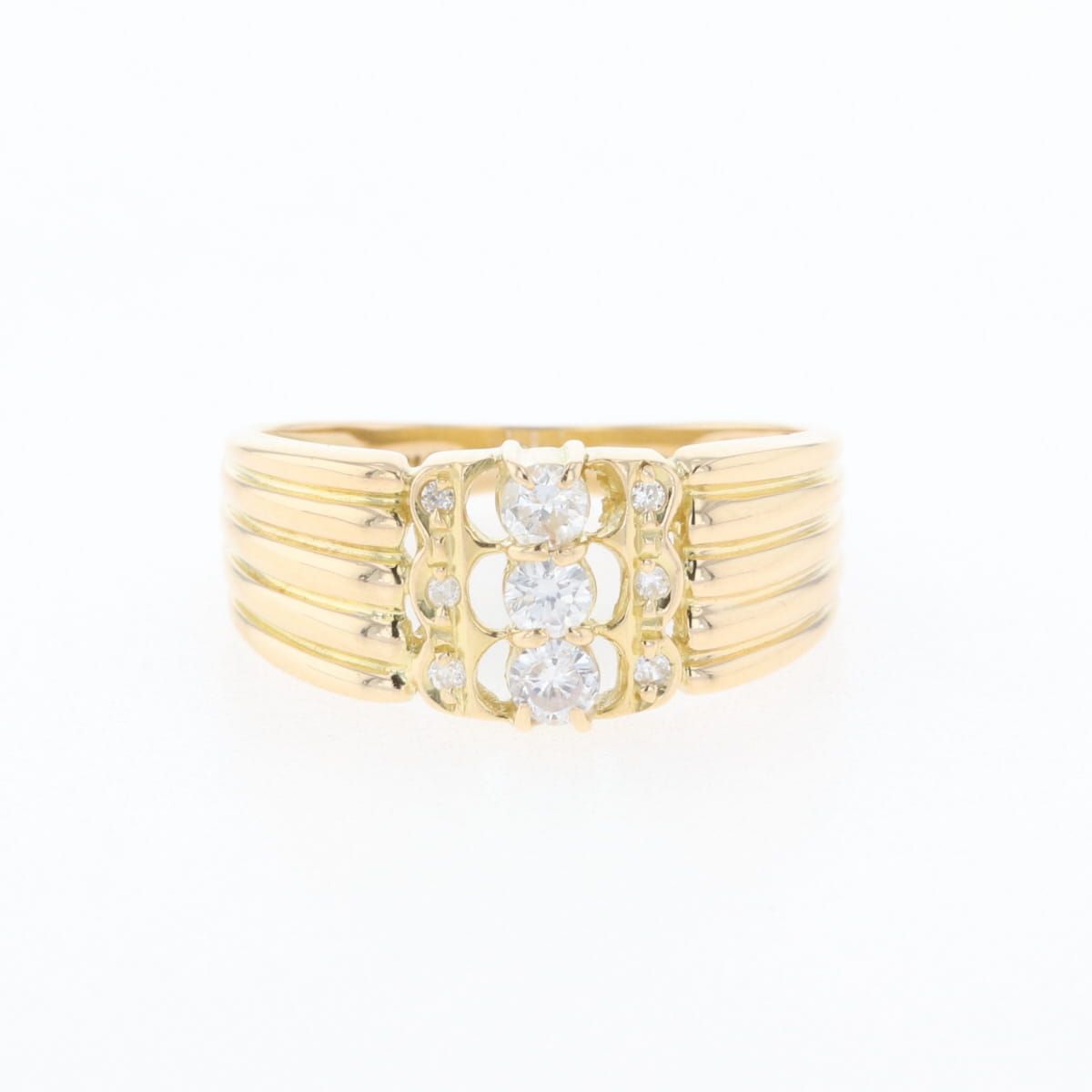 k18 メレダイヤリング10号♪ メレダイヤ デザインリング 10号 K18