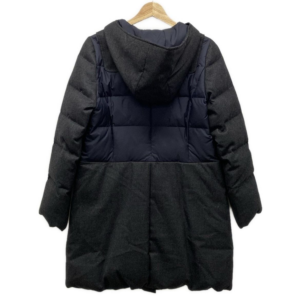 Leilian レリアン ダウンコート サイズ9 M レディース - ダークグレー×ネイビー 長袖 キルティング ジップアップ 冬