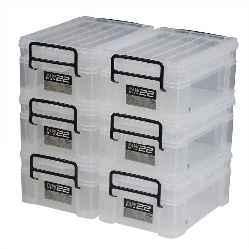 JEJアステージ 収納ボックス NWボックス 22 クリア 奥行54.5×高さ24.5×幅37.9cm 6個セット DIY 収納 コンテナ 小物 ガレージ アウトドア レジャー