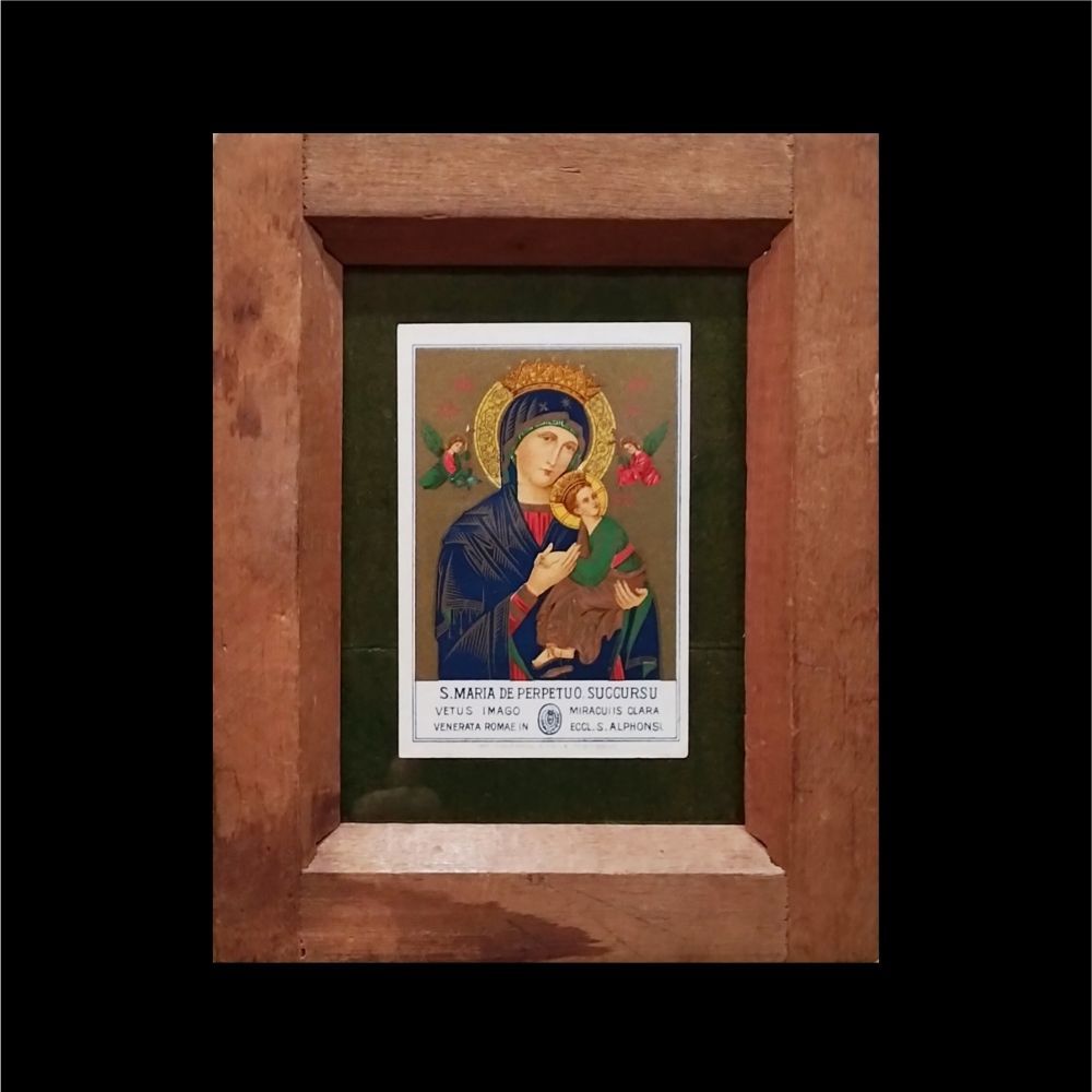 ホーリーカード 絶えざる御助けの聖母 20世紀初頭 フランス アンティークフレーム 額縁 イコン キリスト教 骨董