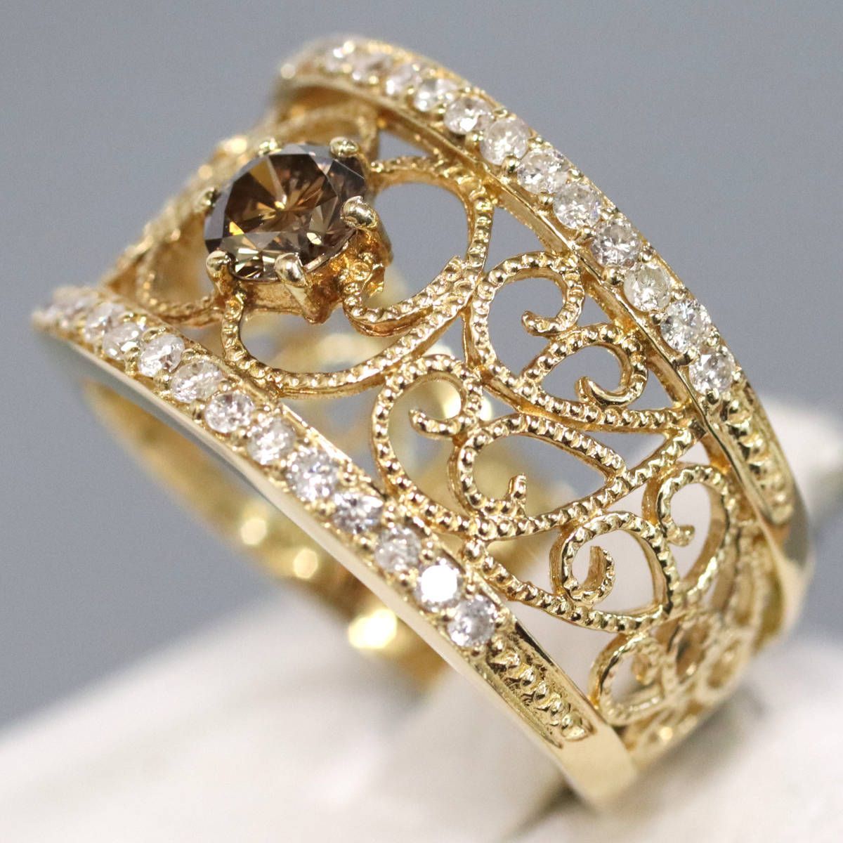 美品Pt900×K18 コンビリング ダイヤ 0.212ct 15号 4.9g 【公式通販】