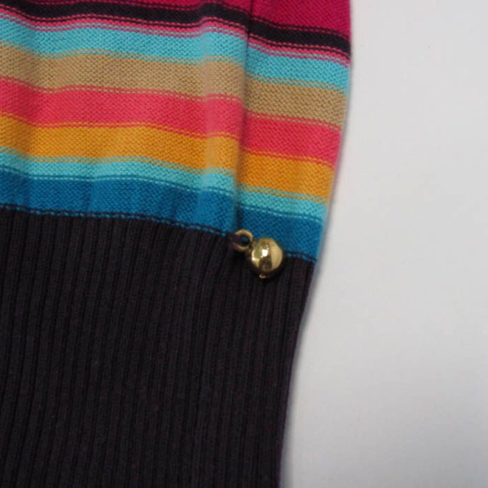 ソニアリキエル ニット 半袖 ハイネック ボーダー トップス レディース 38サイズ ブラック×レッド系 Sonia Rykiel ソニアリキエル ニット 半袖 ハイネック ボーダー トップス