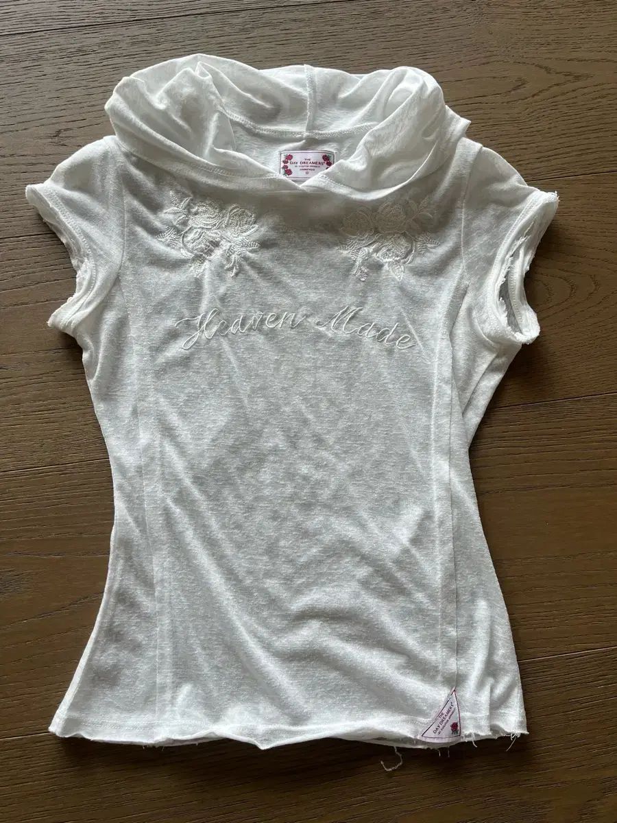 SCULPTOR(スカルプター) Rose embroidery hoodie tee ivory S