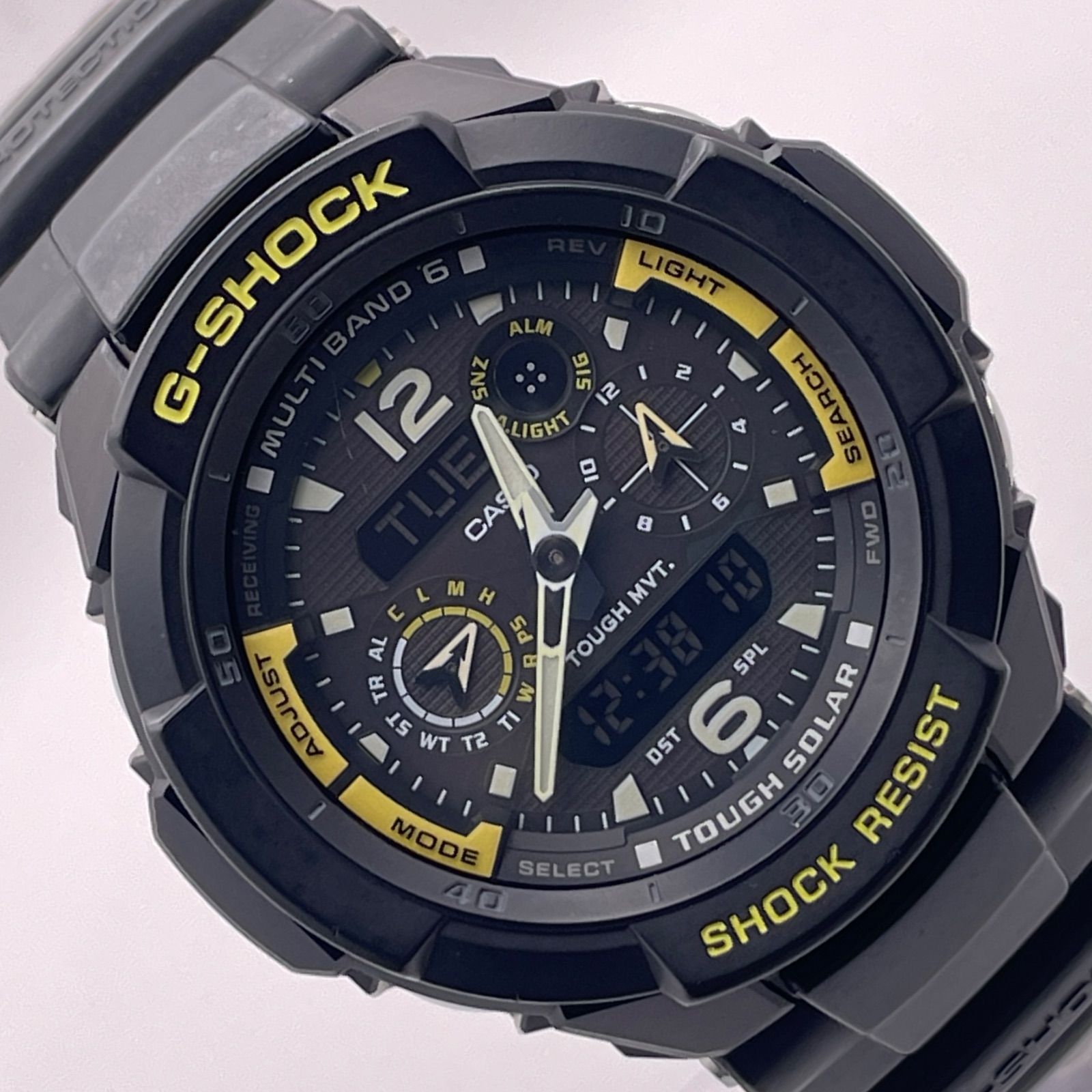 T674 正常稼動 CASIO カシオ 電波ソーラー G-SHOCK MASTER OF G AIR SKY COCKPIT スカイコックピット GW-3500B-1AJF 人気 時計 メンズ ユニセックス
