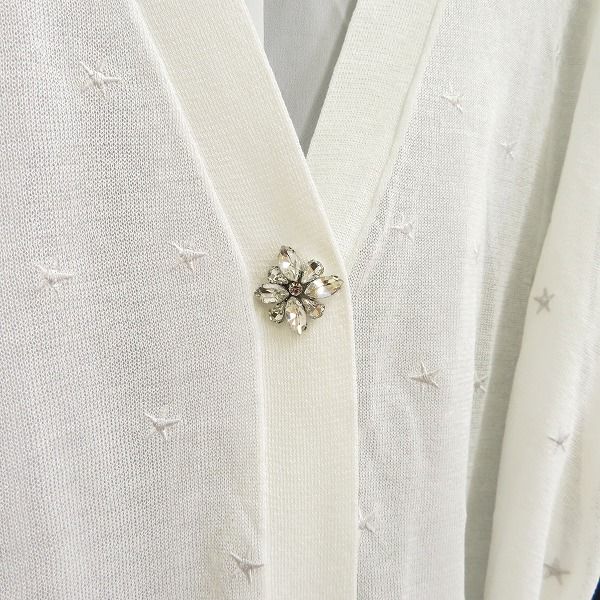 スーパービューティー カーディガン シースルー 刺繍 白 a