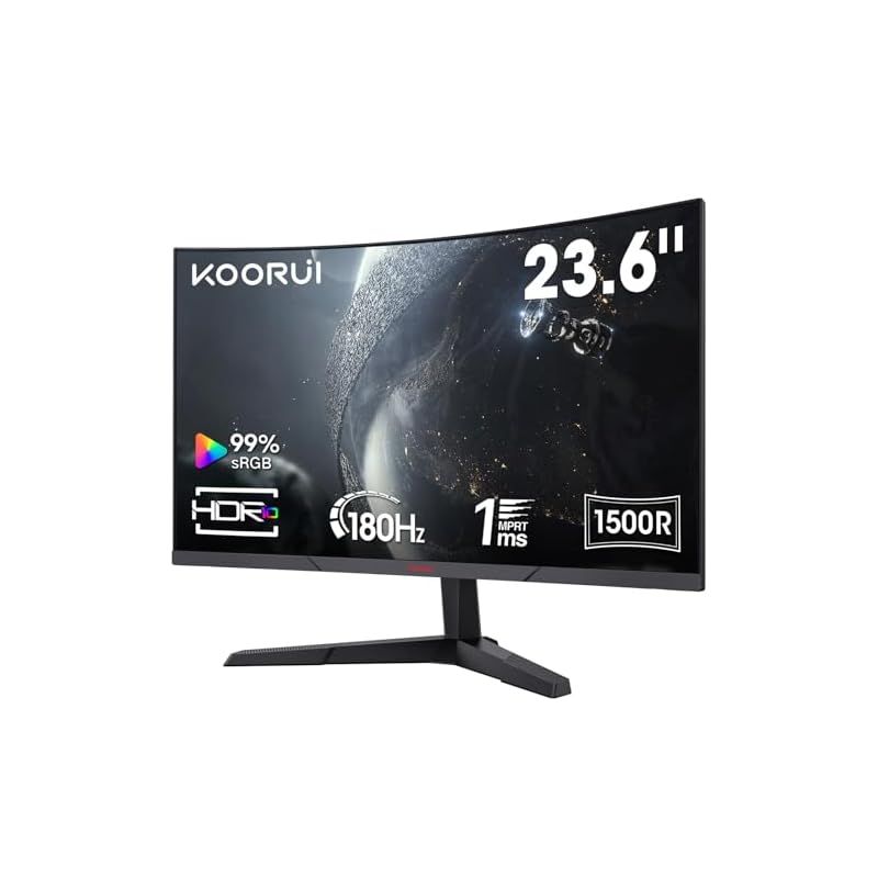 KOORUI ゲーミングモニター 湾曲 モニター 24インチ 180Hz 1ms