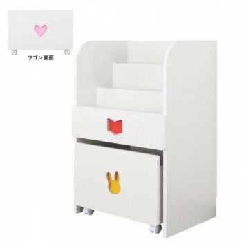 TRAINING KIDS CHEST おかたづけしたくなるワゴン付きマガジンラック TSM-59H　GW・女の子タイプ