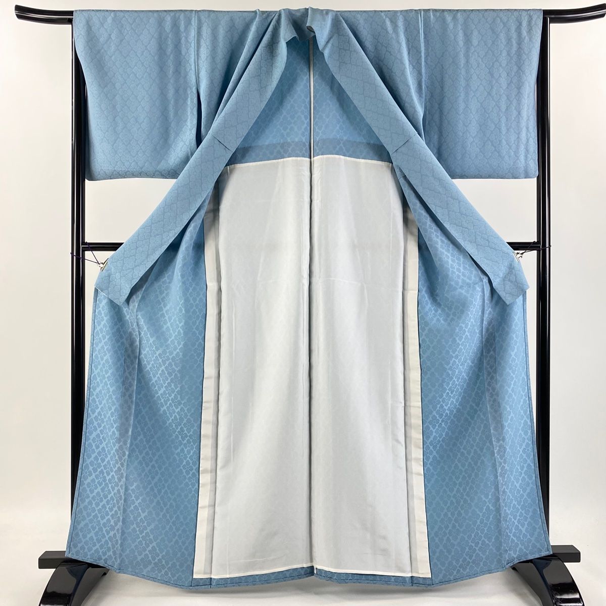 平和屋着物▽上質な色無地 単衣 鱗地紋 赤紅色 やまと誂