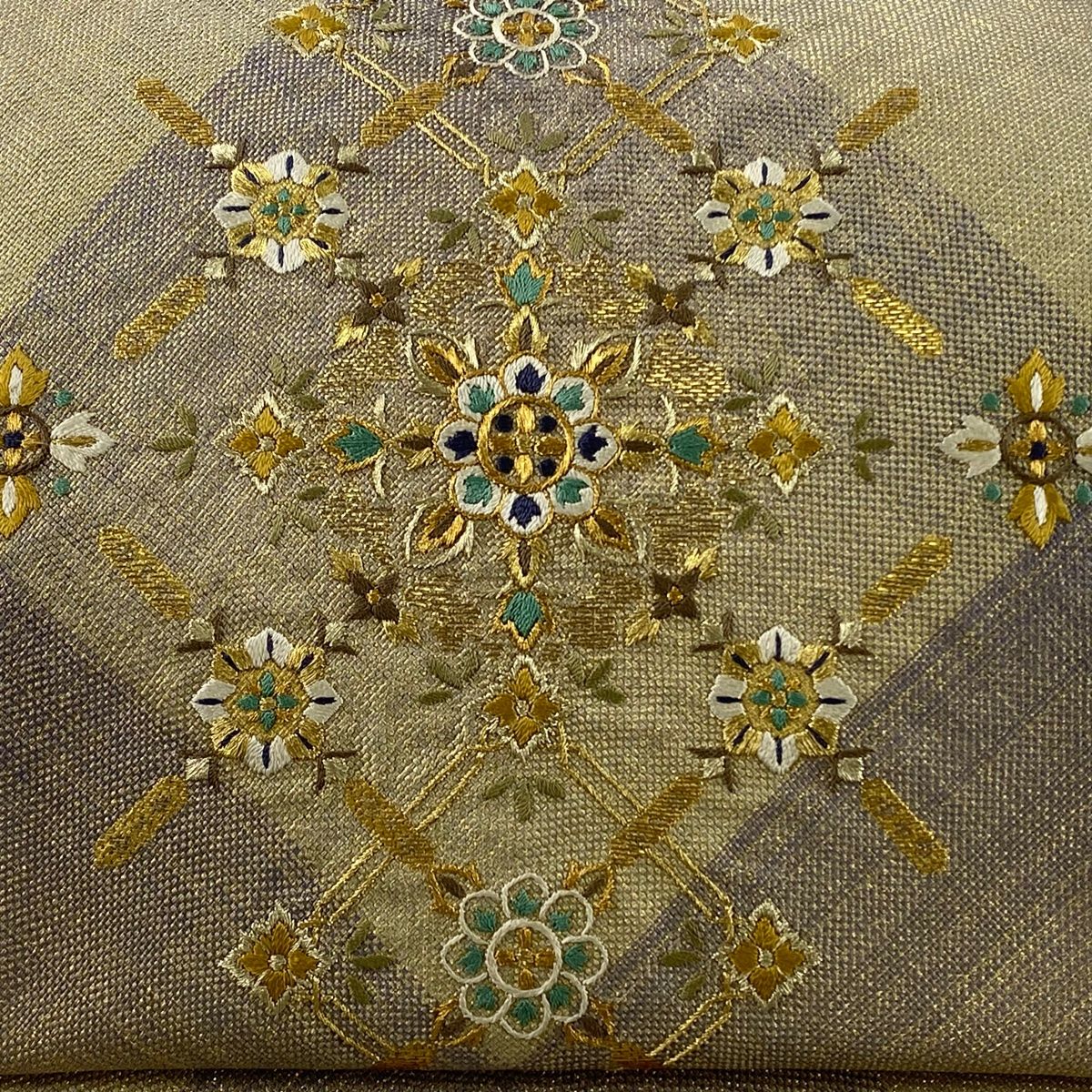 トップス 袋帯 秀品 華文 菱 金糸 金色 お太鼓柄 正絹 気に入る