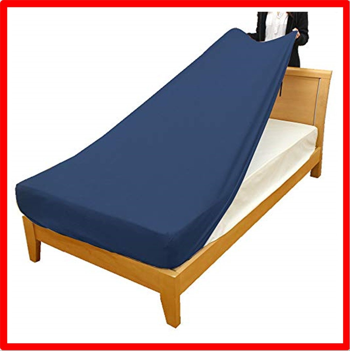 【匿名配送】 クイーン・キングサイズ共通_ネイビー メリーナイト シーツ のびのびぴったり パイルシーツ ネイビー クイーン~キング共通サイズ マットレス・敷ふ