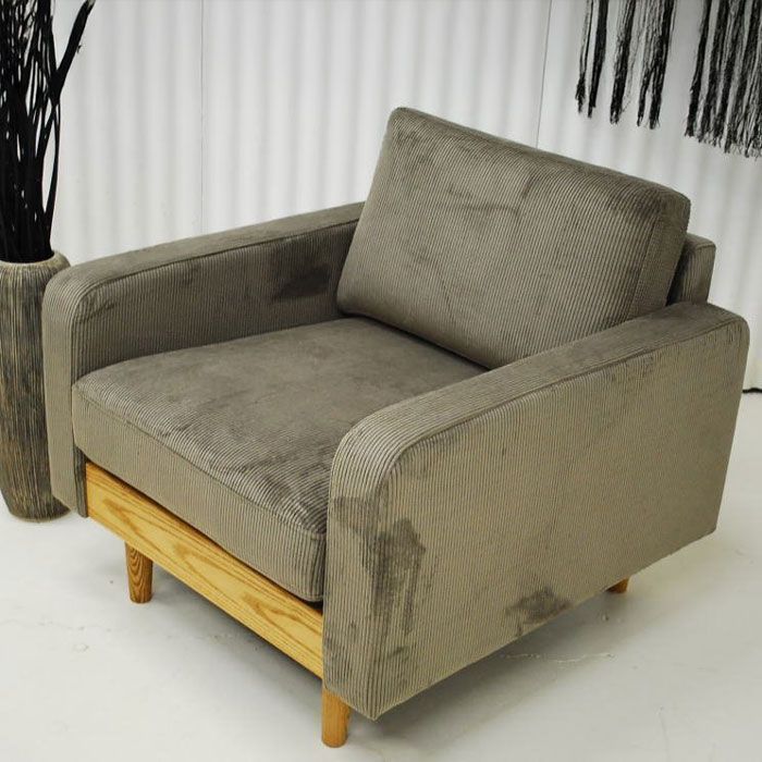 アウトレット 現品限り 一部 1P シングルソファー コーデュロイ ファブリック タモ無垢材