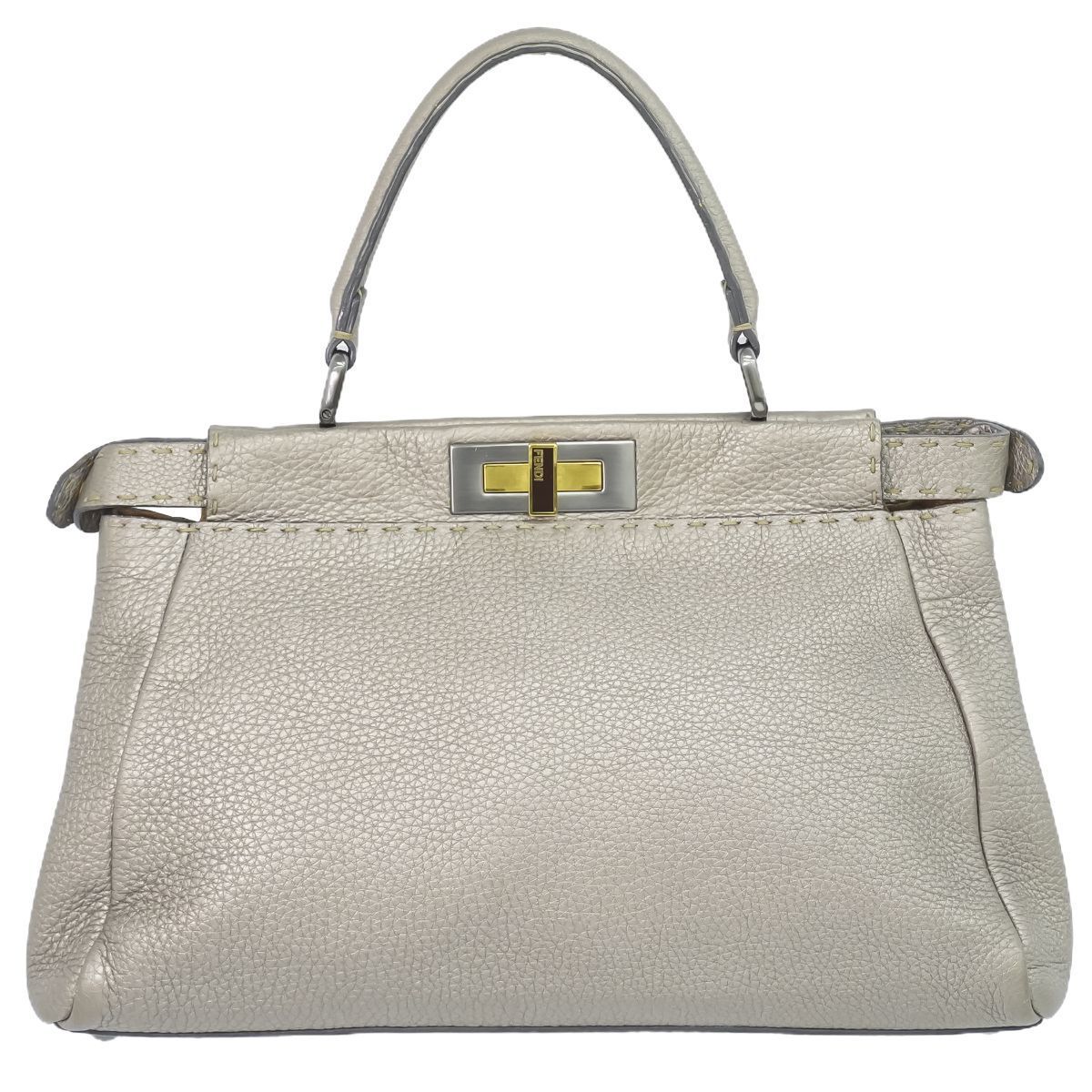 本物 フェンディ FENDI ピーカブー セレリア ハンドバッグ ジェンダーフリー ジェンダーレス レザー グレー 8BN211 Peekaboo  バッグ 中古 - メルカリ