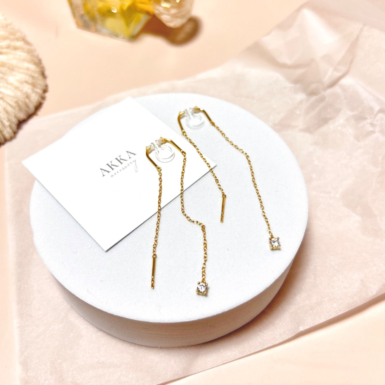 (C021642) K18 ピアス チェーン YG C021642) K18 ピアス チェーン YG