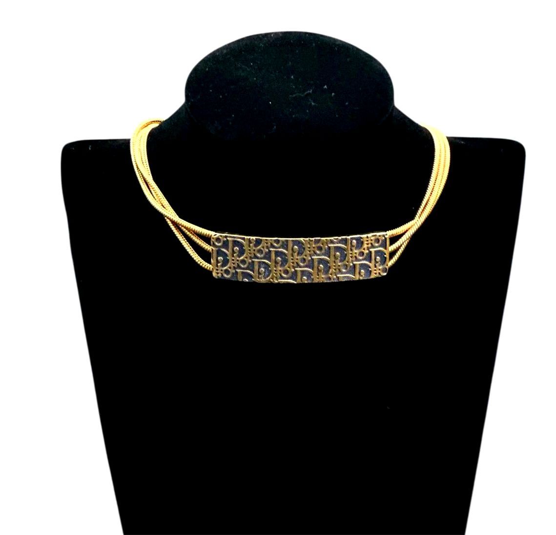 超 クリスチャンディオールChristianDiorヴィンテージトロッターDIORロゴネックレスチョーカーゴールド金具刻印あり