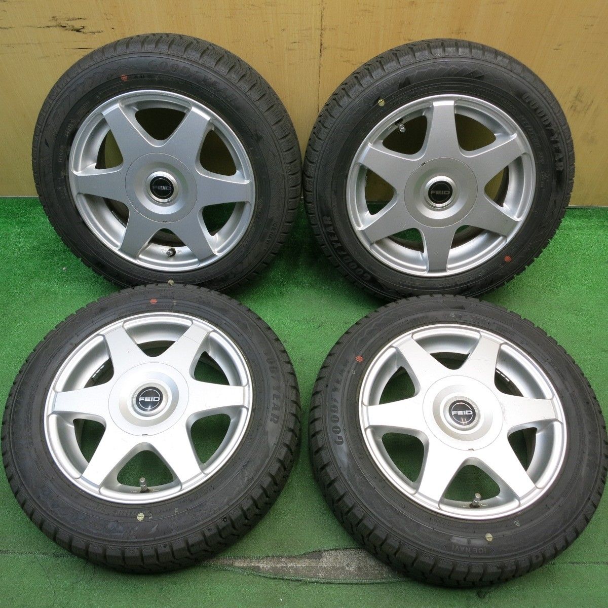 バリ溝 21年 ほぼ10分 スタッドレス 165|65R14 グッドイヤー アイスナビ8 FEID 14インチ PCD100 114.3|4H マルチ 5052506HAス