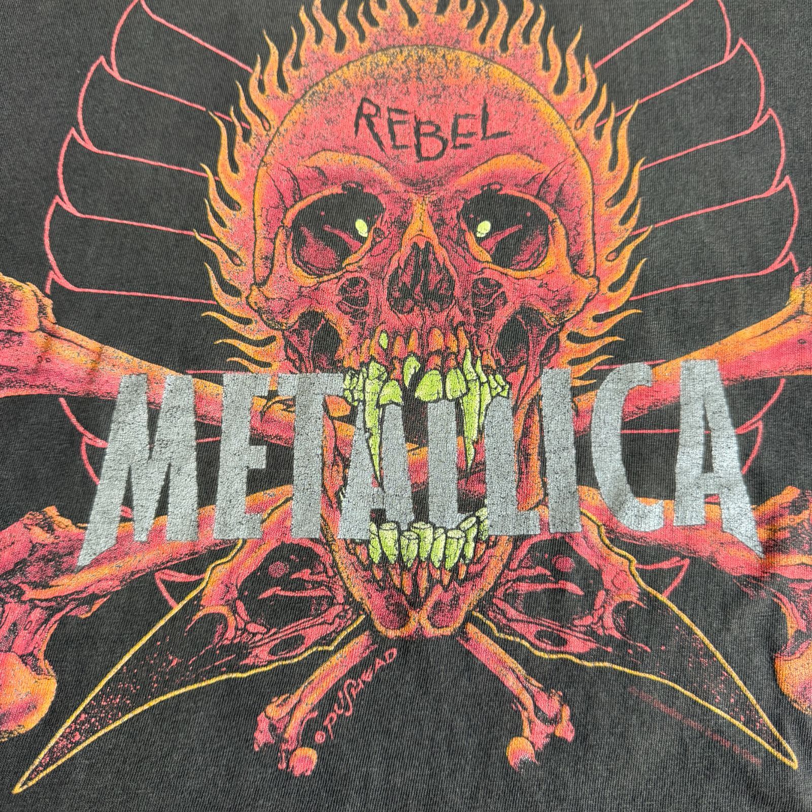 90s Metallica REBEL 陰陽 スカル プリント Tシャツ XLサイズ
