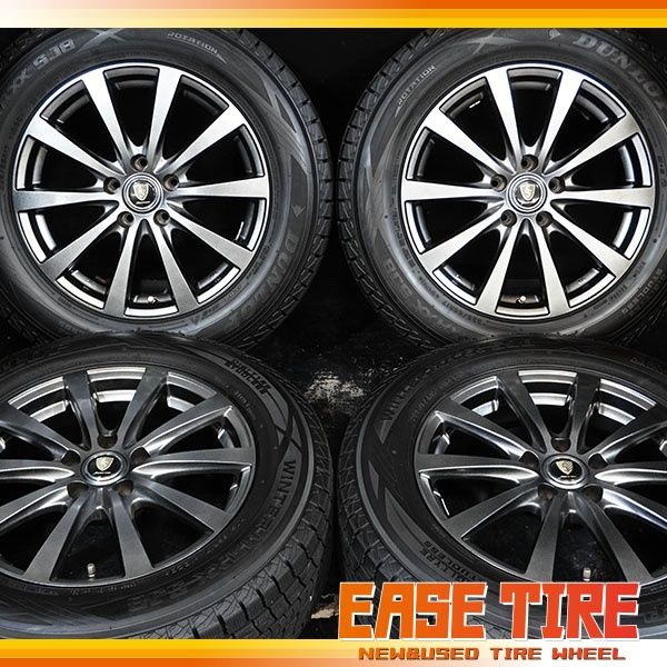 20年製 バリ山 ダンロップ WINTER MAXX SJ8 ユーロスピード 225 65R17 7J 40 114.3 5H 4本 スタッドレス ハリアー RAV4 エクストレイル等