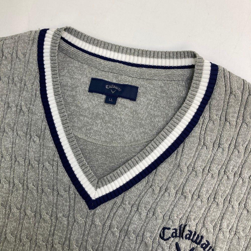 サイズ：LL CALLAWAY キャロウェイ  ニットベスト 刺繍  グレー系 [240101420044] ゴルフウェア メンズ ストスト CALLAWAY キャロウェイ ニットベスト 刺繍 グレー系 サイズ：LL