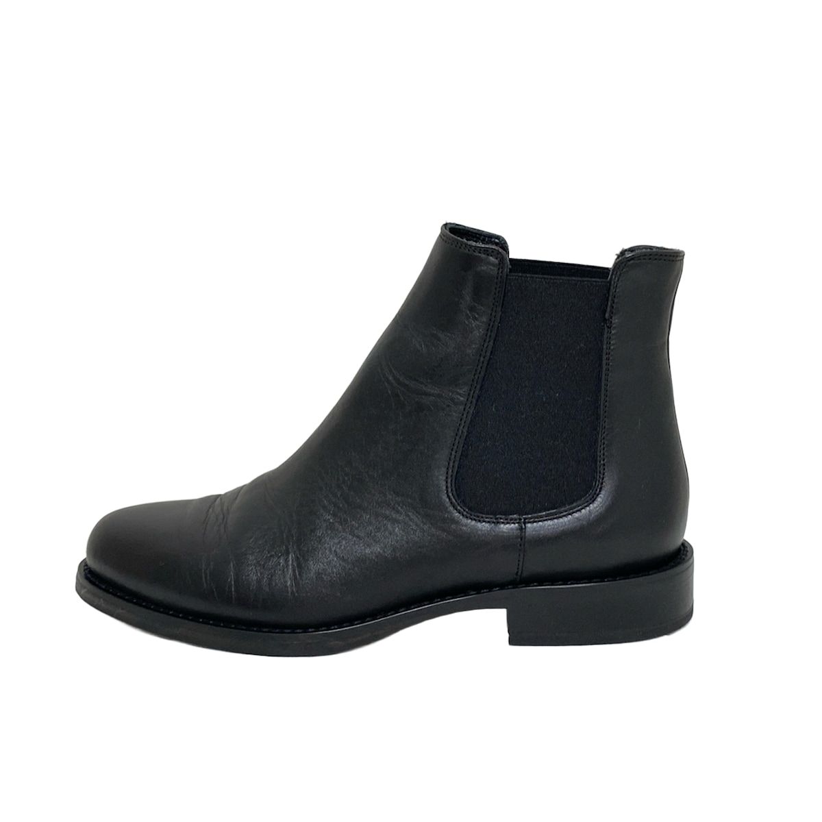 ヒルズアべニュー ストレッチブーツ 23.5 黒 ウェーブソール 厚底 晴雨