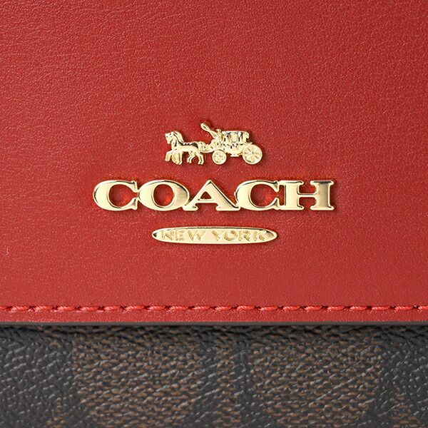新品 コーチ COACH 3つ折り財布 SMALL TRIFOLD WALLET ブラウン/1941レッド 新品 コーチ COACH 3つ折り財布 SMALL TRIFOLD WALLET ブラウン/1941