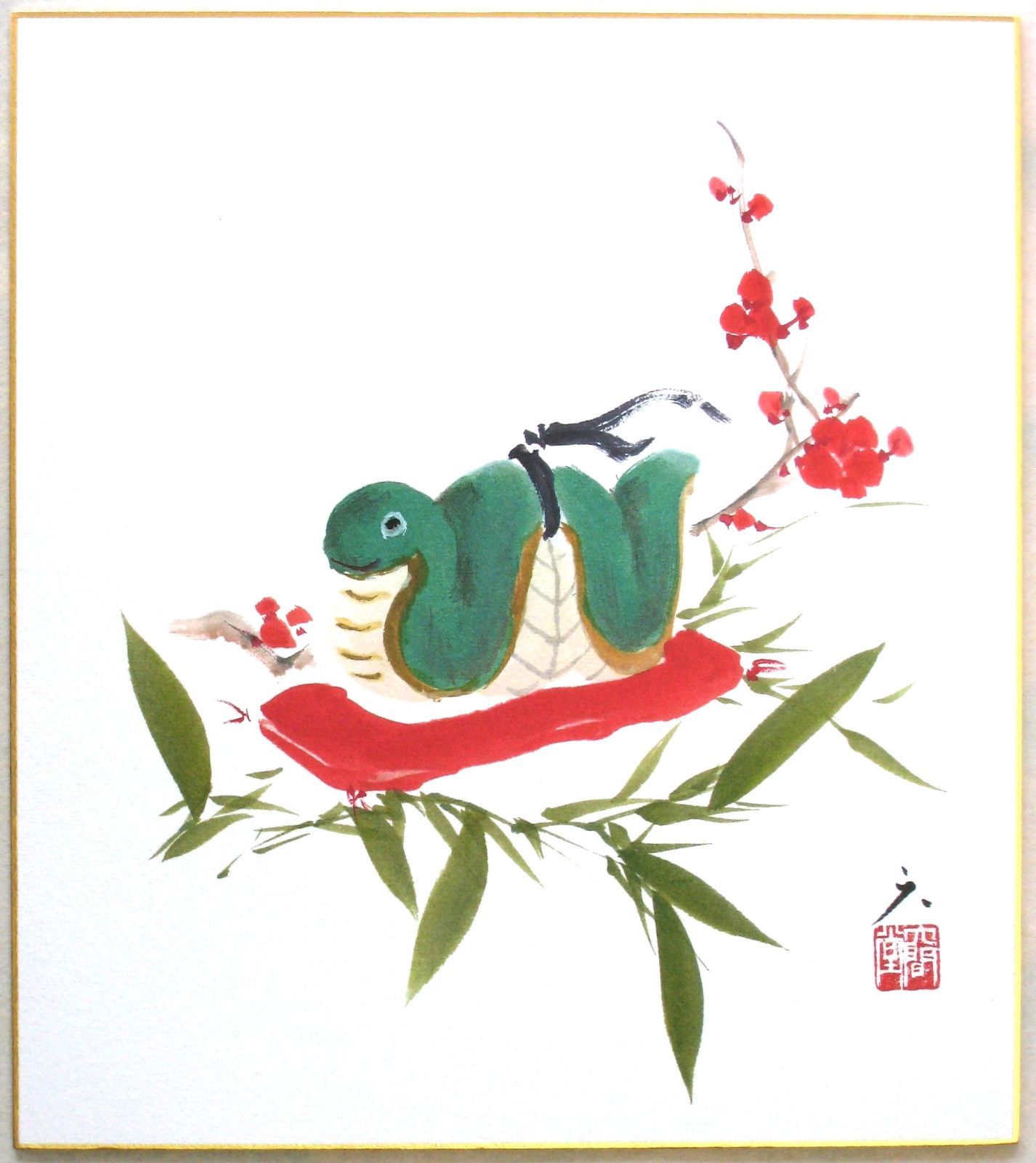 真筆】掛け軸富士之山◇長島博山金泥使用 太巻仕様 共箱・タトウ箱付