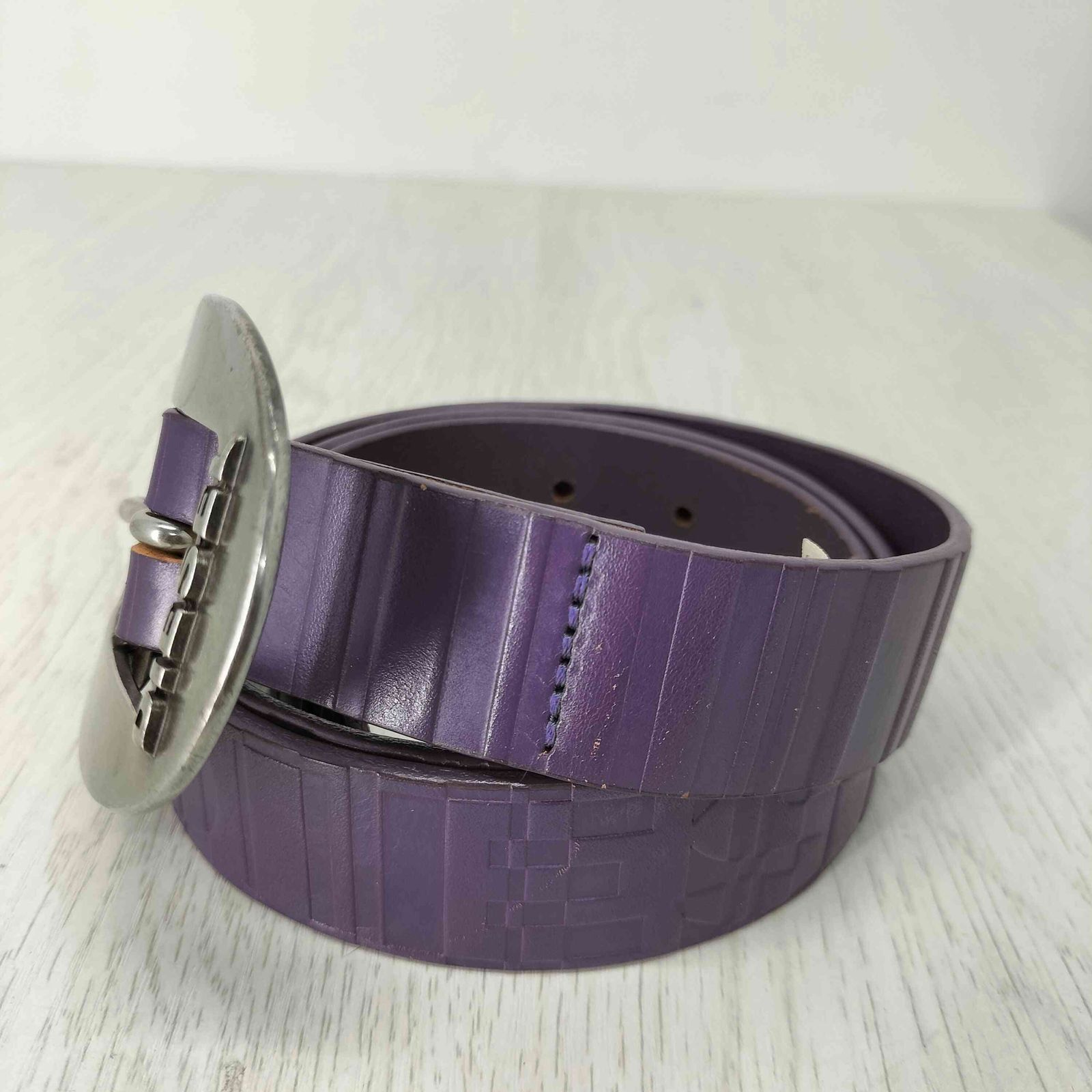 ディーゼル DIESEL イタリア製 ロゴエンボスレザーベルト メンズ 85/34