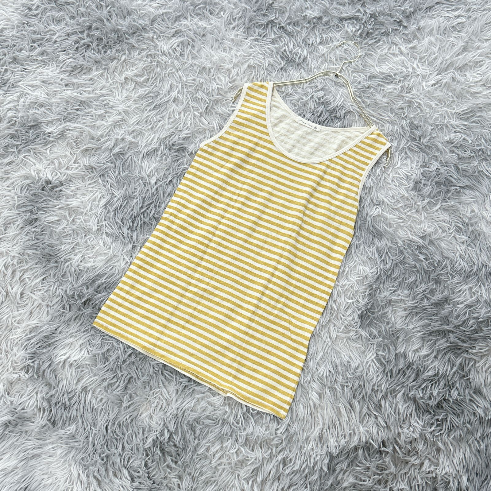 【美品】studio CLIP  スタジオクリップ  タンクトップ  ボーダー柄  (F)  カジュアル  カワイイ  レディース  イエロー系  黄色【送料無料】