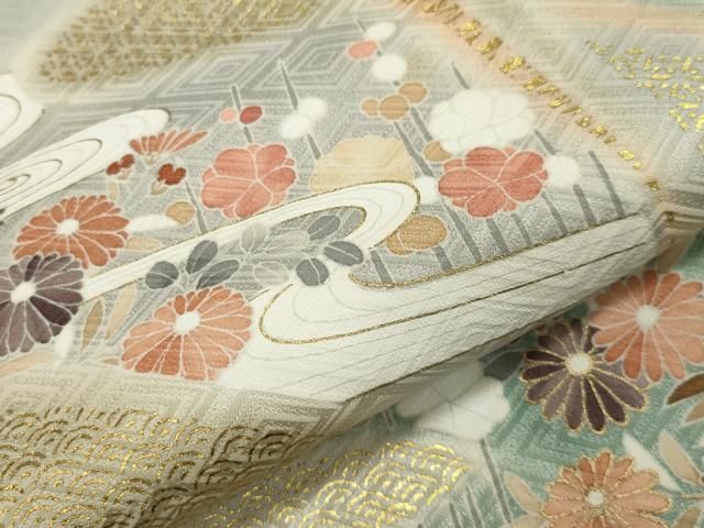 平和屋着物●創業460年・千總　訪問着　駒刺繍　流水松梅花文　暈し染め　金彩　そごう百貨店扱い　正絹　逸品　未使用　CAAX5930gh 平和屋着物○創業460年・千總 訪問着 駒刺繍 流水松梅花