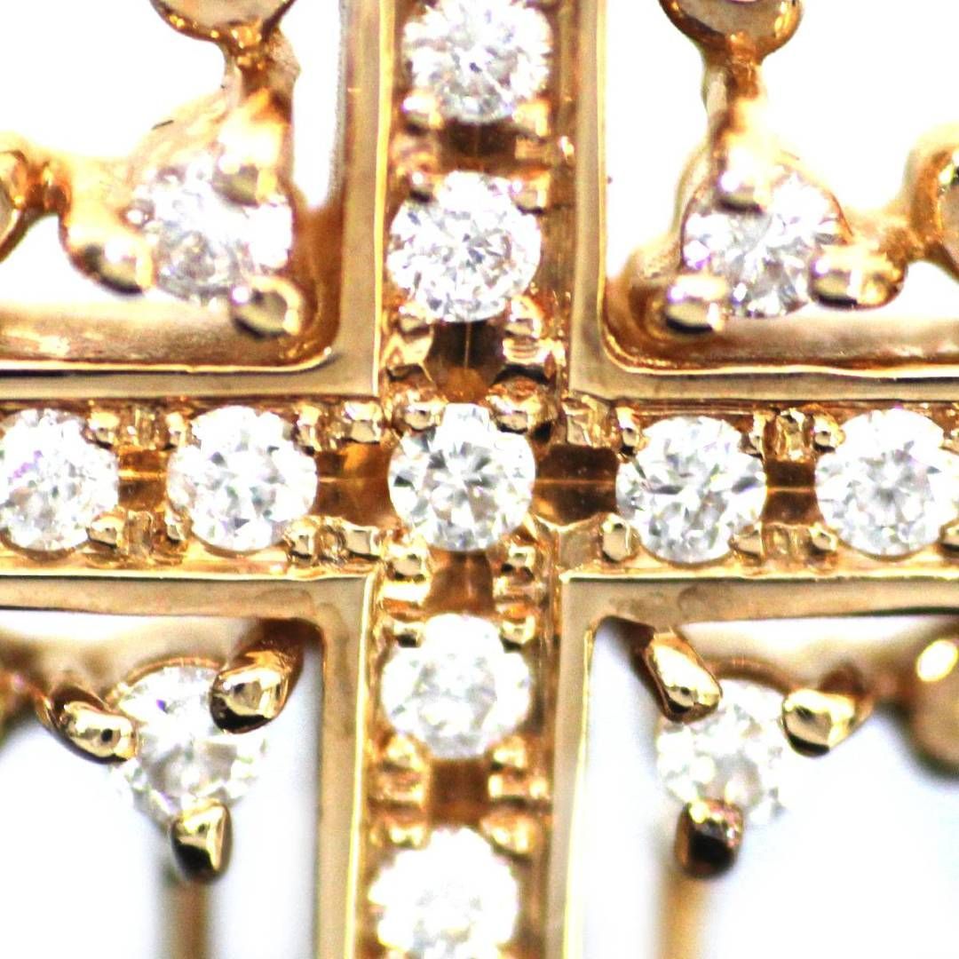 K18 36石 0.36ct ダイヤモンド クロス 十字架 ペンダントネックレス
