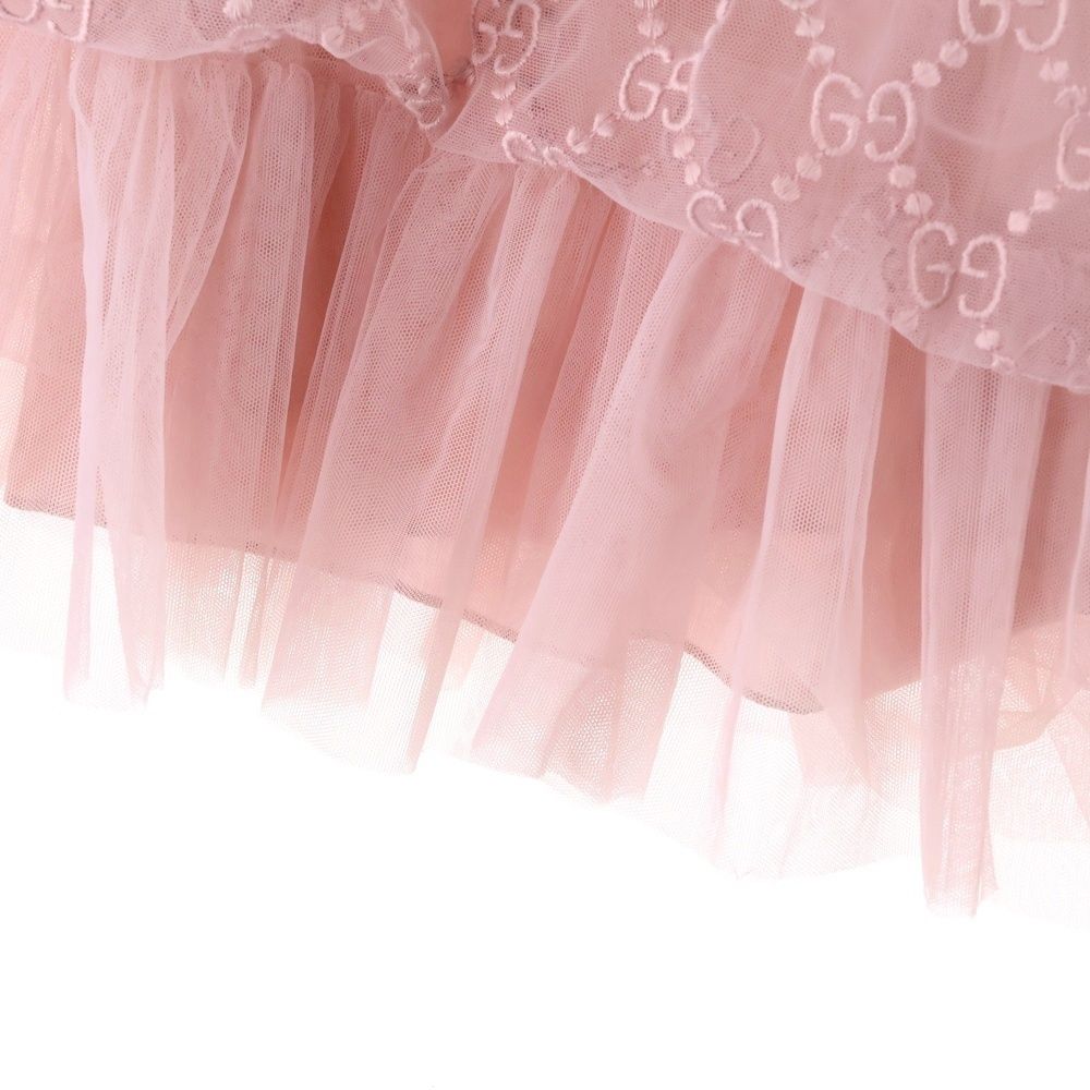 GUCCI (グッチ) GGエンブロイダリー チュール スカート ピンク 552450