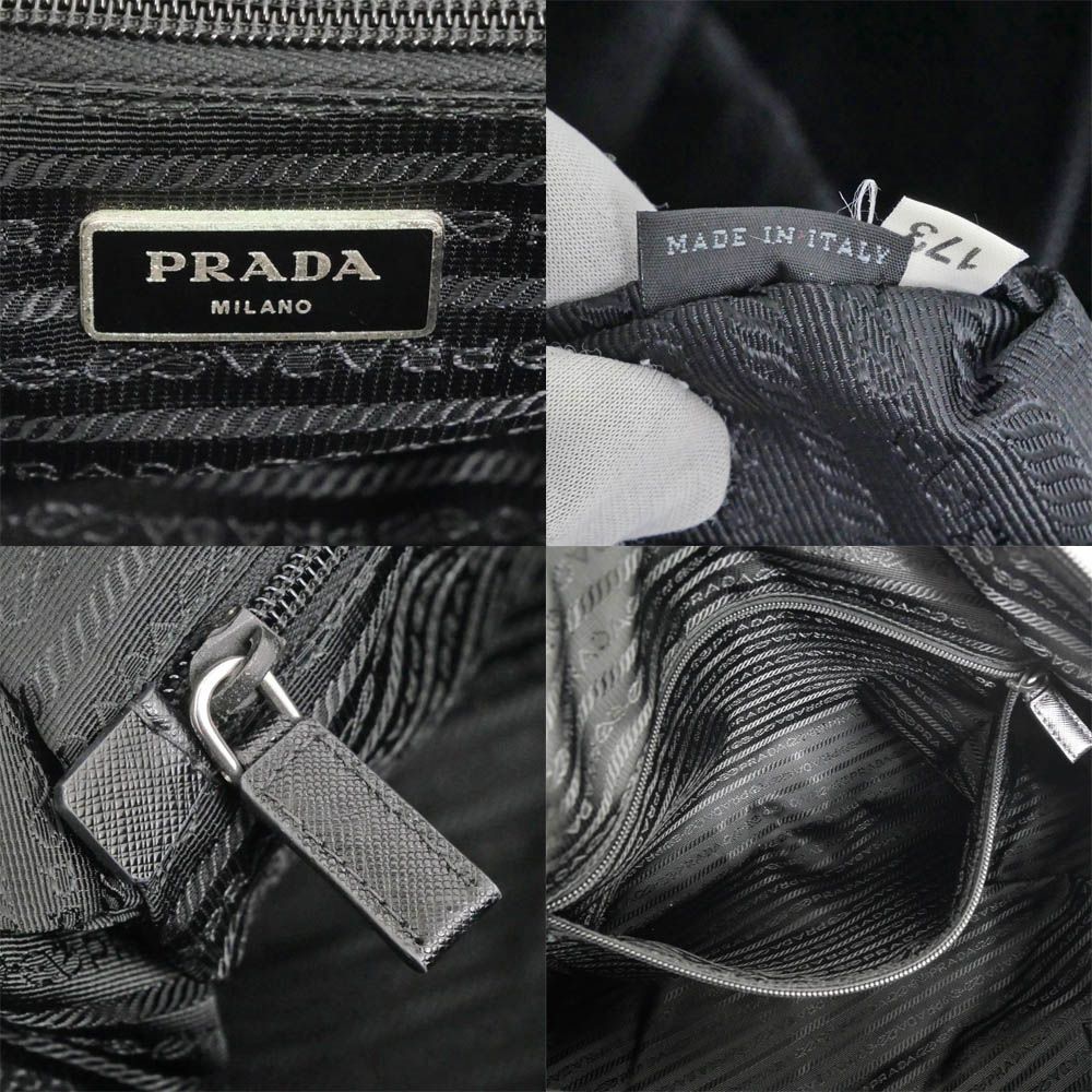 名東】プラダ ボストン ナイロン トートバッグ ハンド ブラック 黒色