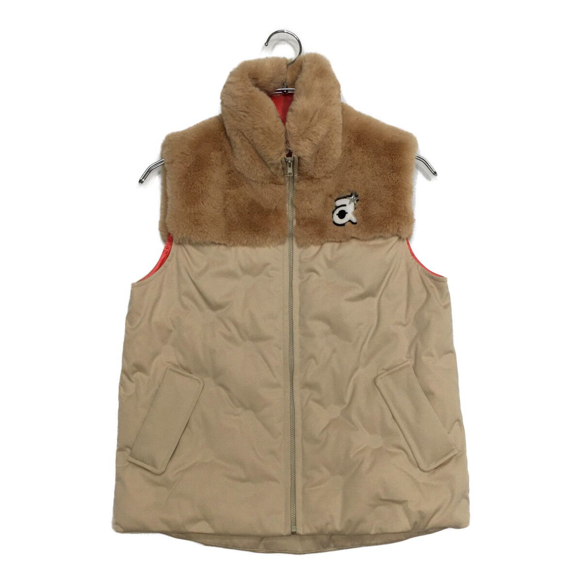 レディース アルチビオ archivio ベスト 38 M ベージュ ダウン入り ファー フルジップ
