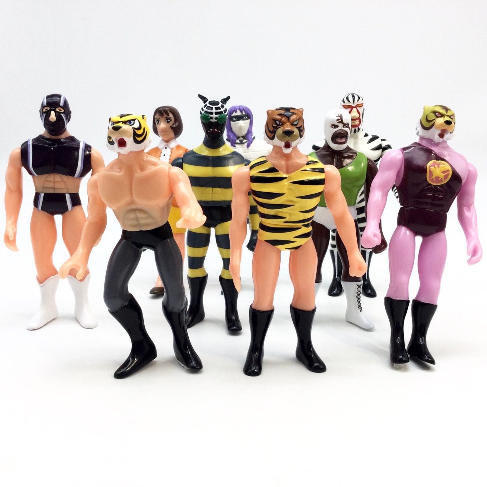ァッション人気ブランドランキング ソフビ 9体セット】タイガーマスクフィギュア トミー 若月 TOMY プロレス、格闘技