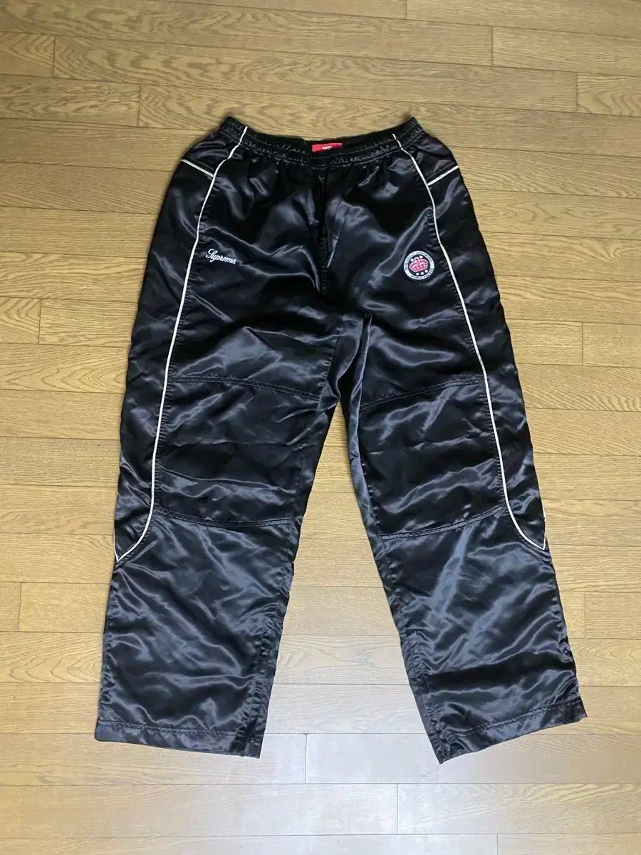 Supreme シュプリーム サテン トラック 黒 パンツ L